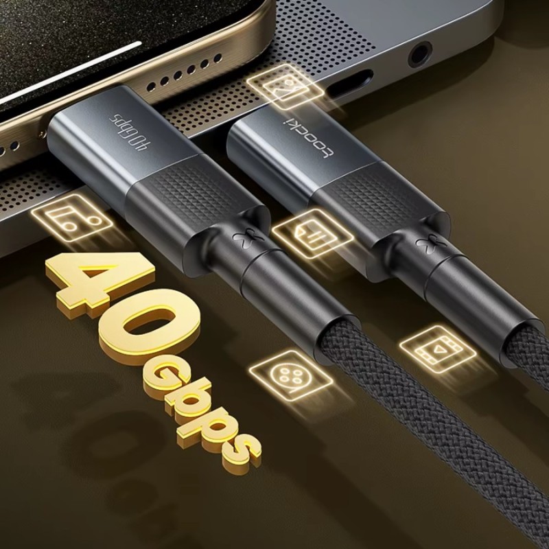 Câble USB-C vers USB-C 240W 40Gbps 1M Toocki Noir – Performance et vitesse