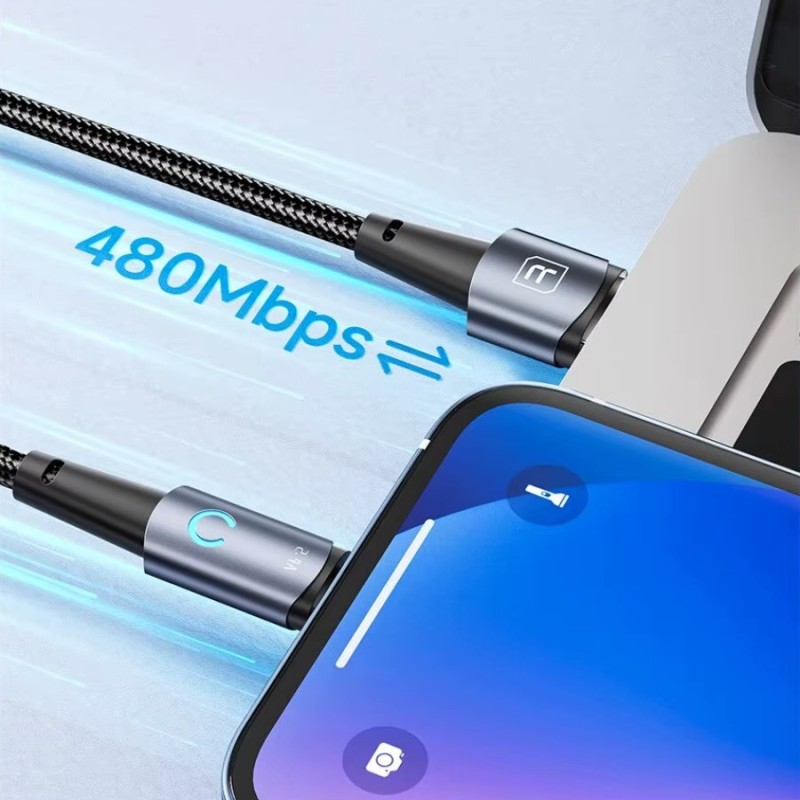 Câble USB-A vers Lightning 1M Toocki Gris – Charge fiable et design élégant