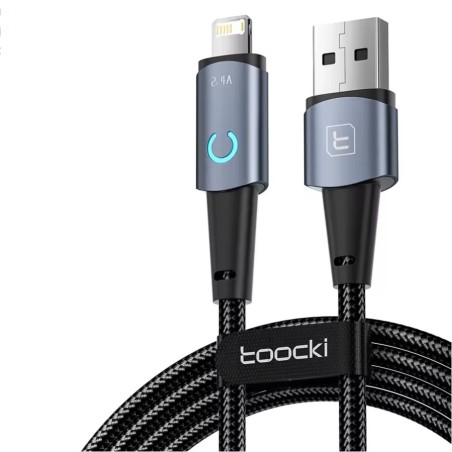 Câble USB-A vers Lightning 1M Toocki Gris – Charge fiable et design élégant