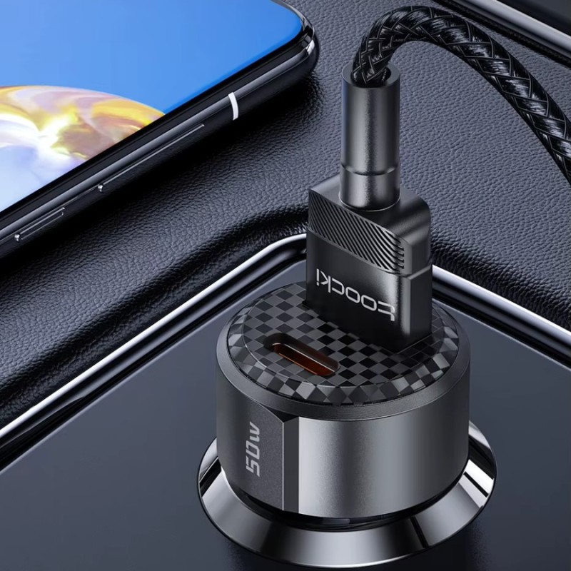 Chargeur de voiture 50W USB-C / USB-A – Charge rapide et pratique en déplacement