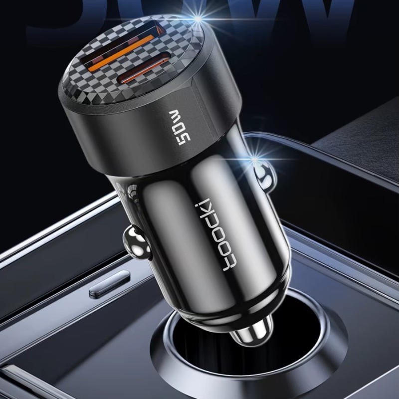 Chargeur de voiture 50W USB-C / USB-A – Charge rapide et pratique en déplacement