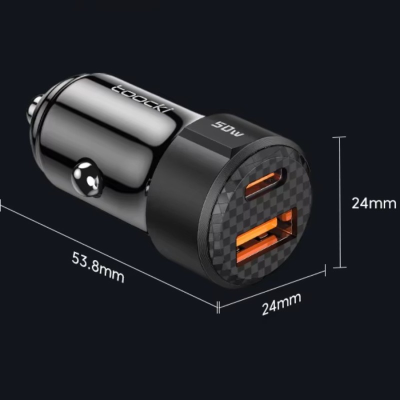 Chargeur de voiture 50W USB-C / USB-A – Charge rapide et pratique en déplacement