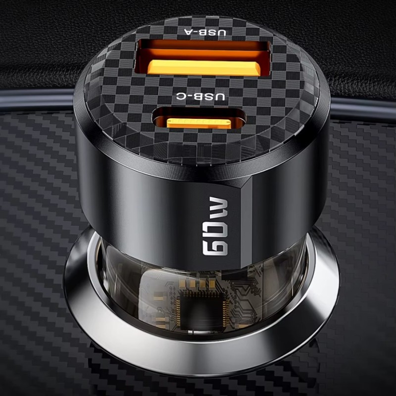 Chargeur de voiture 60W USB-C / USB-A – Charge rapide et polyvalence en déplacement