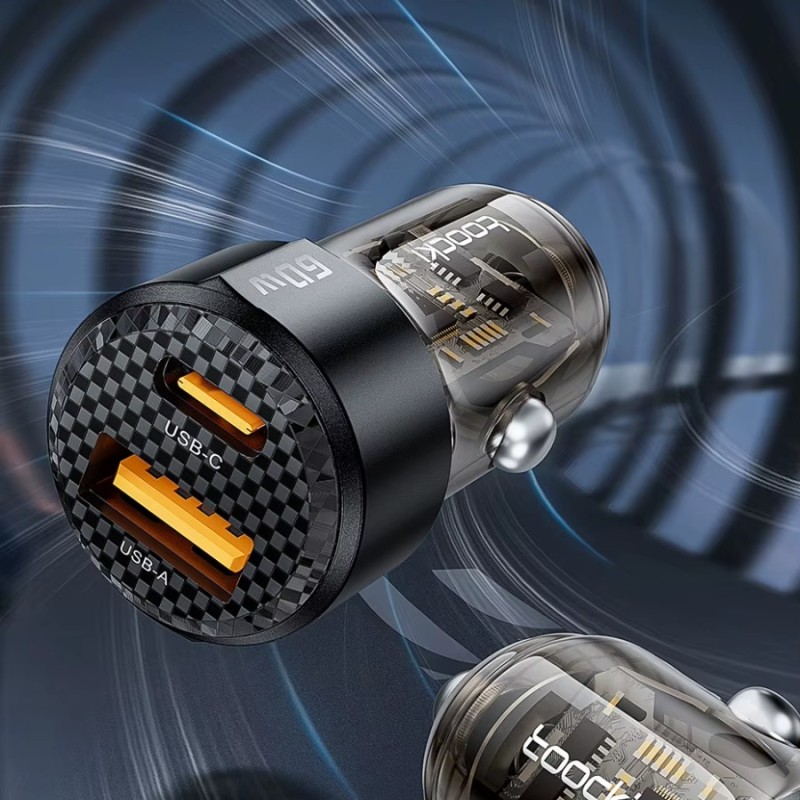 Chargeur de voiture 60W USB-C / USB-A – Charge rapide et polyvalence en déplacement