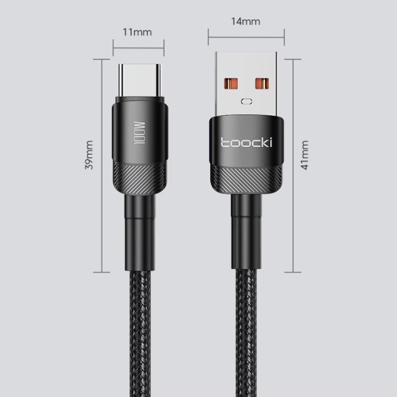 Câble USB-A vers USB-C 100W 2M Toocki Bleu – Puissance et style