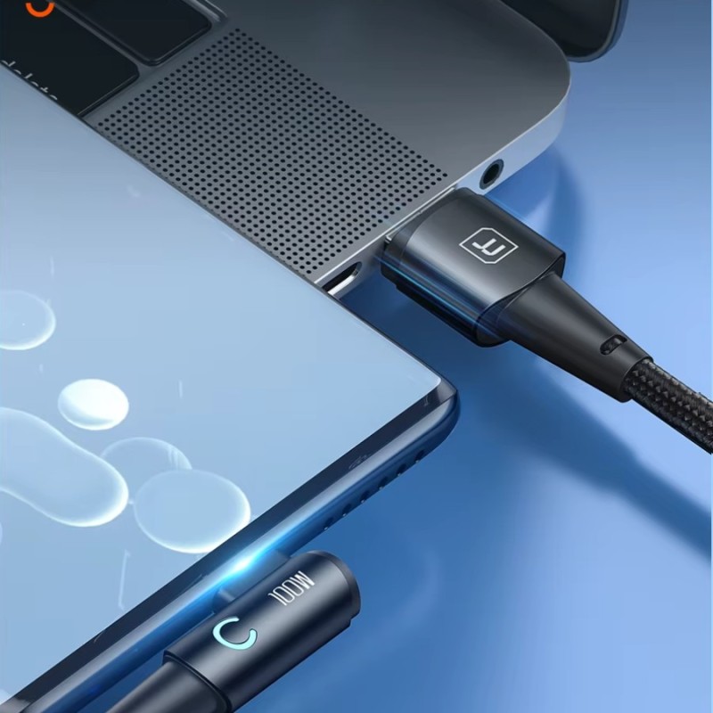 Câble 90° USB-A vers USB-C 100W 2M Toocki Noir – Puissance et ergonomie