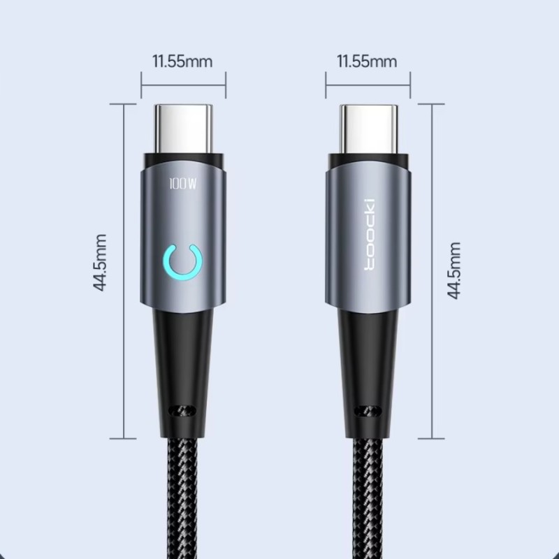 Câble USB-C vers USB-C 100W 1M Toocki Noir – Charge rapide et fiabilité