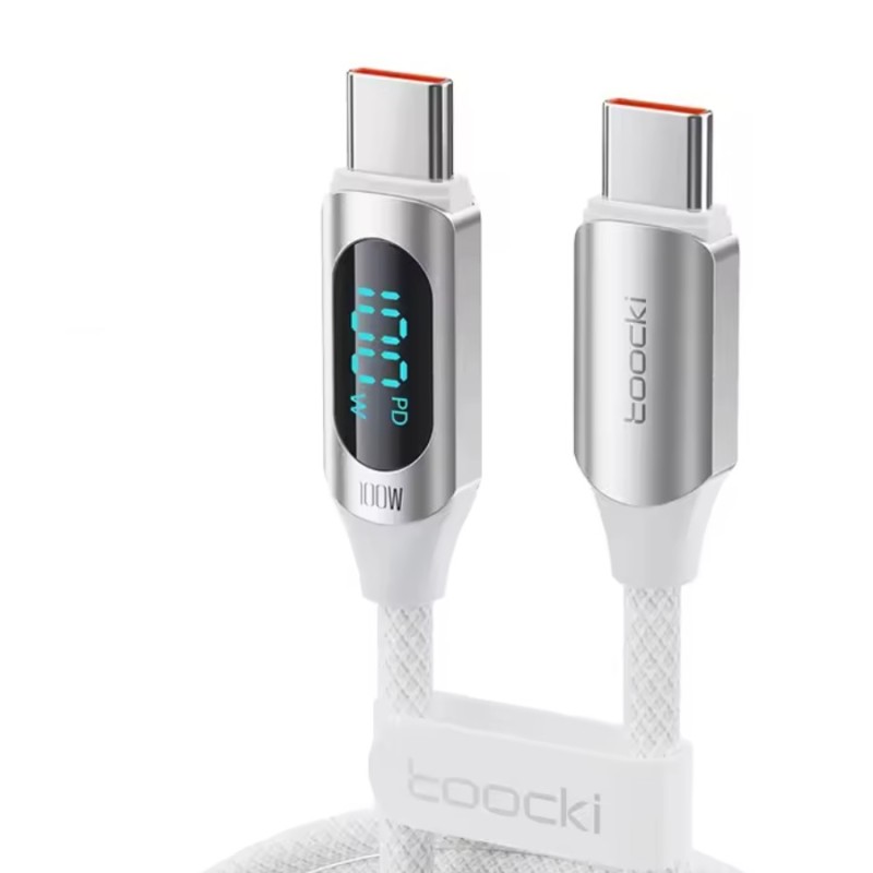 Câble USB-C vers USB-C 100W 2M Toocki – Blanc ou Noir, charge rapide