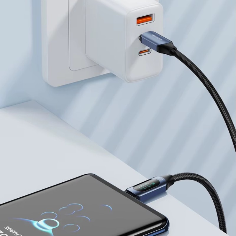Câble USB-C vers USB-C 100W 2M Toocki – Blanc ou Noir, charge rapide