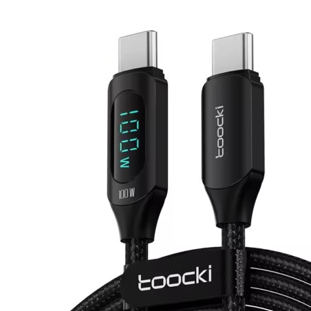 Câble USB-C vers USB-C 100W 2M Toocki – Blanc ou Noir, charge rapide
