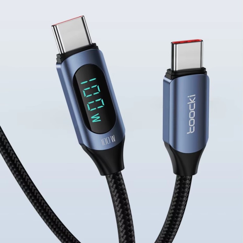 Câble USB-C vers USB-C 100W 2M Toocki – Blanc ou Noir, charge rapide