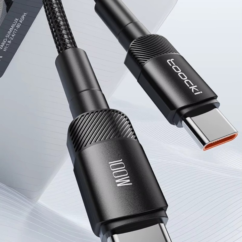 Câble USB-C vers USB-C 100W 2M Toocki Noir – Puissance et durabilité
