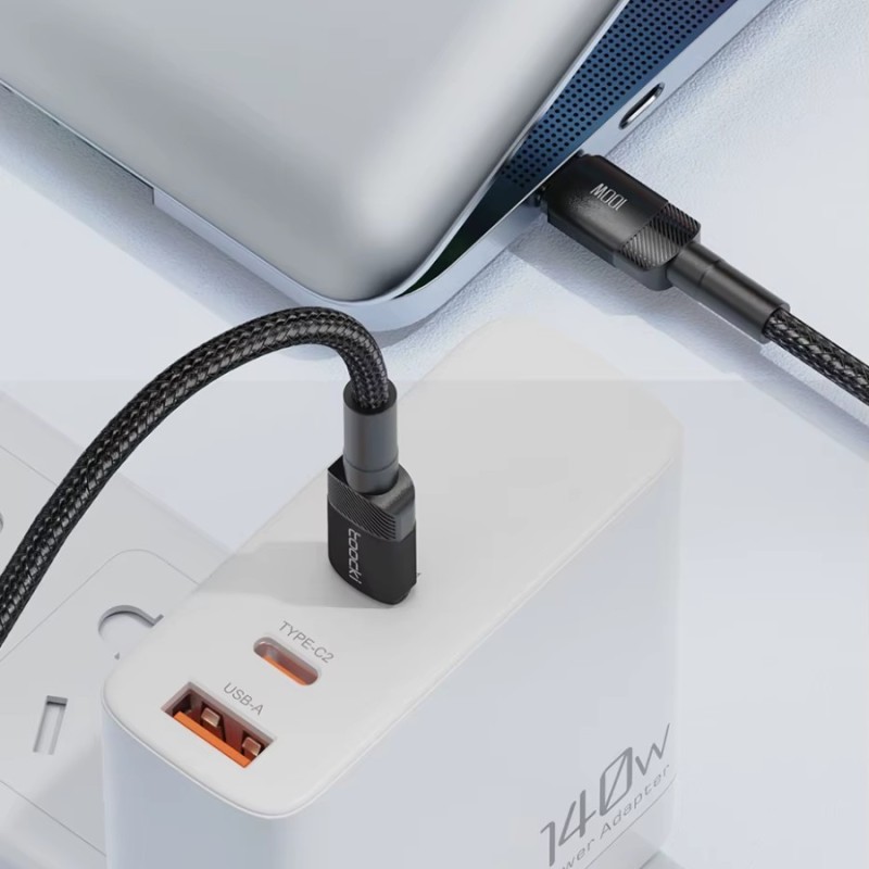 Câble USB-C vers USB-C 100W 2M Toocki Noir – Puissance et durabilité